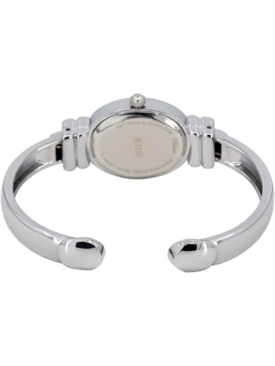 Womens Silver Analog Quartz Elegant Pearl Dial Sophisticated Cuff Bracelet Watch main image 4